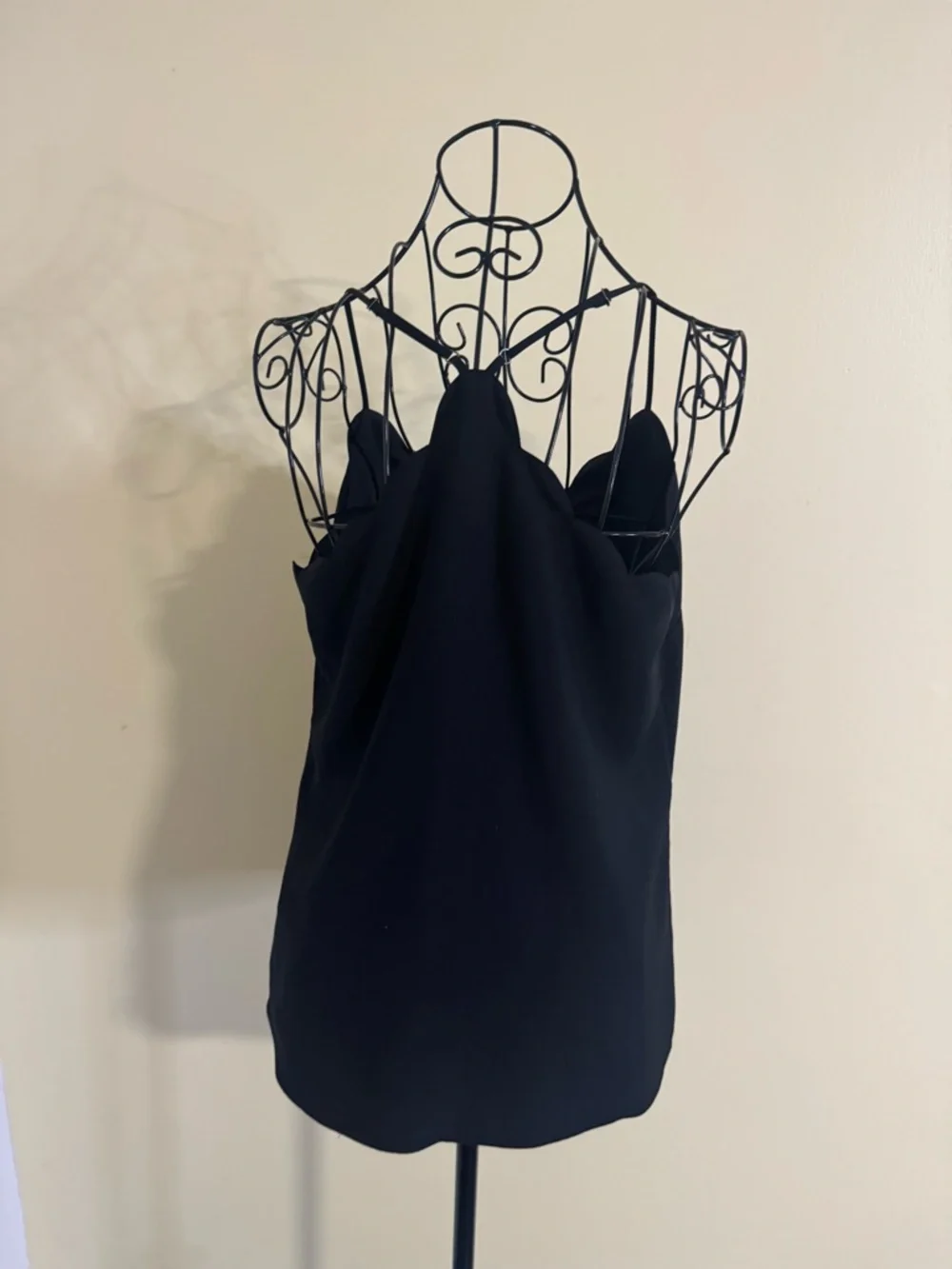 J. Crew Cami with Scalloped Trim in Black Size 6